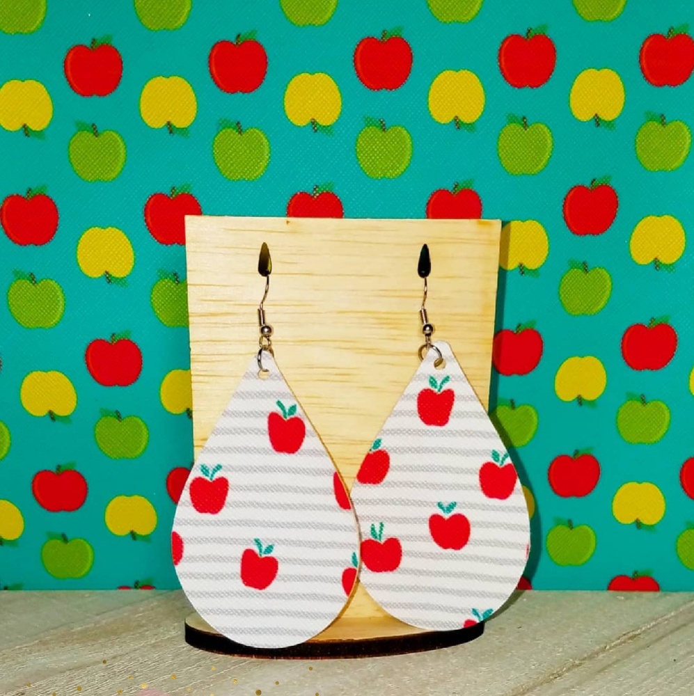Striped apple print earrings